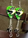 German Shepherd Guitar Pick Earrings with Dog Bone Charm and Swarovski Crystal Dangles