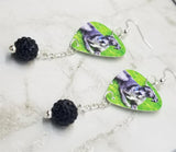 Great Dane Guitar Pick Earrings with Black Pave Bead Dangles