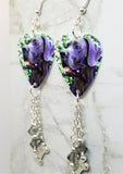 Great Dane Guitar Pick Earrings with Charm and Swarovski Crystal Dangles
