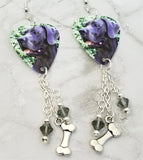 Great Dane Guitar Pick Earrings with Charm and Swarovski Crystal Dangles