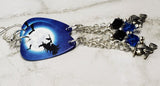 Witch on Broomstick with Cat Guitar Pick Earrings with Charm and Swarovski Crystal Dangles