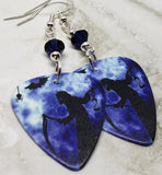 Grim Reaper Guitar Pick Earrings with Black Swarovski Crystals