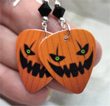 Jack O' Lantern Guitar Pick Earrings with Black Swarovski Crystals