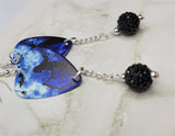 Grim Reaper Guitar Pick Earrings with Black Pave Bead Dangles