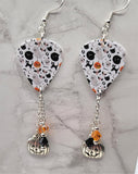 Halloween Guitar Pick Earrings with Jack o' Lantern Charms and Swarovski Crystal Dangles