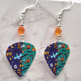 Halloween Themed Guitar Pick Earrings with Orange Swarovski Crystals