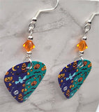 Halloween Themed Guitar Pick Earrings with Orange Swarovski Crystals