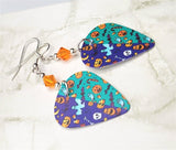 Halloween Themed Guitar Pick Earrings with Orange Swarovski Crystals