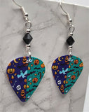 Halloween Themed Guitar Pick Earrings with Black Swarovski Crystals