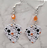 Halloween Guitar Pick Earrings with Orange Swarovski Crystals