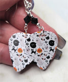 Halloween Guitar Pick Earrings with Black Swarovski Crystals