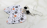 Halloween Guitar Pick Earrings with Black Swarovski Crystals