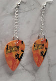 Dangling Happy Halloween Black Cat Guitar Pick Earrings