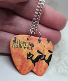 Dangling Happy Halloween Black Cat Guitar Pick Earrings