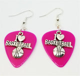 CLEARANCE I Heart Basketball Charm Guitar Pick Earrings - Pick Your Color