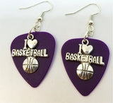 CLEARANCE I Heart Basketball Charm Guitar Pick Earrings - Pick Your Color