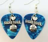 CLEARANCE I Heart Basketball Charm Guitar Pick Earrings - Pick Your Color