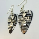 CLEARANCE I Heart Basketball Charm Guitar Pick Earrings - Pick Your Color