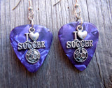 CLEARANCE I Heart Soccer Charm Guitar Pick Earrings - Pick Your Color