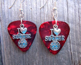 CLEARANCE I Heart Soccer Charm Guitar Pick Earrings - Pick Your Color
