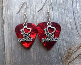CLEARANCE I Heart My Soldier Charm Guitar Pick Earrings - Pick Your Color