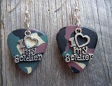 CLEARANCE I Heart My Soldier Charm Guitar Pick Earrings - Pick Your Color