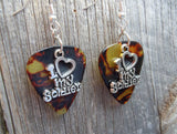 CLEARANCE I Heart My Soldier Charm Guitar Pick Earrings - Pick Your Color