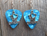 CLEARANCE I Heart My Soldier Charm Guitar Pick Earrings - Pick Your Color