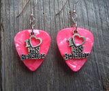 CLEARANCE I Heart My Soldier Charm Guitar Pick Earrings - Pick Your Color