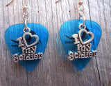 CLEARANCE I Heart My Soldier Charm Guitar Pick Earrings - Pick Your Color