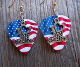 CLEARANCE I Heart My Soldier Charm Guitar Pick Earrings - Pick Your Color