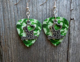 CLEARANCE I Heart My Soldier Charm Guitar Pick Earrings - Pick Your Color