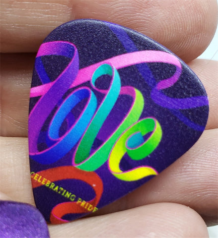 Love Rainbow Pride Ribbon Guitar Pick Pin or Tie Tack