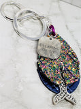 Dreaming of the Sea Mermaid Keychain with Leather, Faux Leather, and Silver Toned Metal Charms