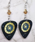 Horoscope Astrological Sign Leo Guitar Pick Earrings with Metallic Sunshine Swarovski Crystals