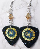 Horoscope Astrological Sign Leo Guitar Pick Earrings with Metallic Sunshine Swarovski Crystals