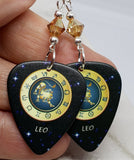 Horoscope Astrological Sign Leo Guitar Pick Earrings with Metallic Sunshine Swarovski Crystals