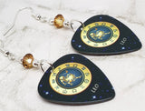Horoscope Astrological Sign Leo Guitar Pick Earrings with Metallic Sunshine Swarovski Crystals