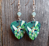 Linkin Park Reanimation Album Cover Guitar Pick Earrings with Chrysolite Opal Swarovski Crystals