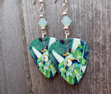 Linkin Park Reanimation Album Cover Guitar Pick Earrings with Chrysolite Opal Swarovski Crystals