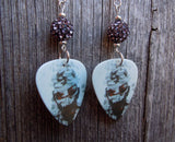 Linkin Park Living Things Guitar Pick Earrings with Gray Pave Beads