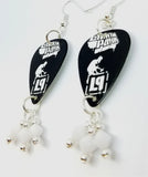Linkin Park Meteora Guitar Pick Earrings with White Swarovski Crystal Dangles