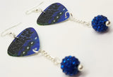 Linkin Park Xero Guitar Pick Earrings with Capri Blue Pave Bead Dangles