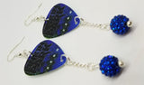 Linkin Park Xero Guitar Pick Earrings with Capri Blue Pave Bead Dangles