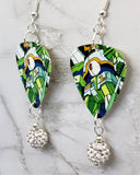 Linkin Park Reanimation Guitar Pick Earrings with White Pave Bead Dangles