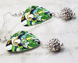 Linkin Park Reanimation Guitar Pick Earrings with White Pave Bead Dangles