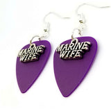 Marine Wife Charm Guitar Pick Earrings - Pick Your Color
