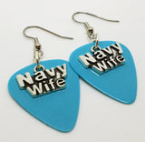 CLEARANCE Navy Wife Charm Guitar Pick Earrings - Pick Your Color