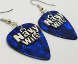 CLEARANCE Navy Wife Charm Guitar Pick Earrings - Pick Your Color