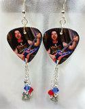 Dime Bag Darrell Pantera Guitar Pick Earrings with Swarovski Crystal and Charm Dangles
